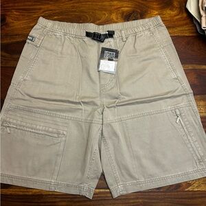 REI Tan Cargo Shorts with Elastic Waistband and Relaxed Fit